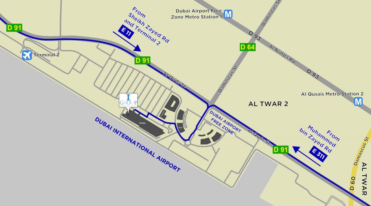 ramani ya Dubai airport free zone