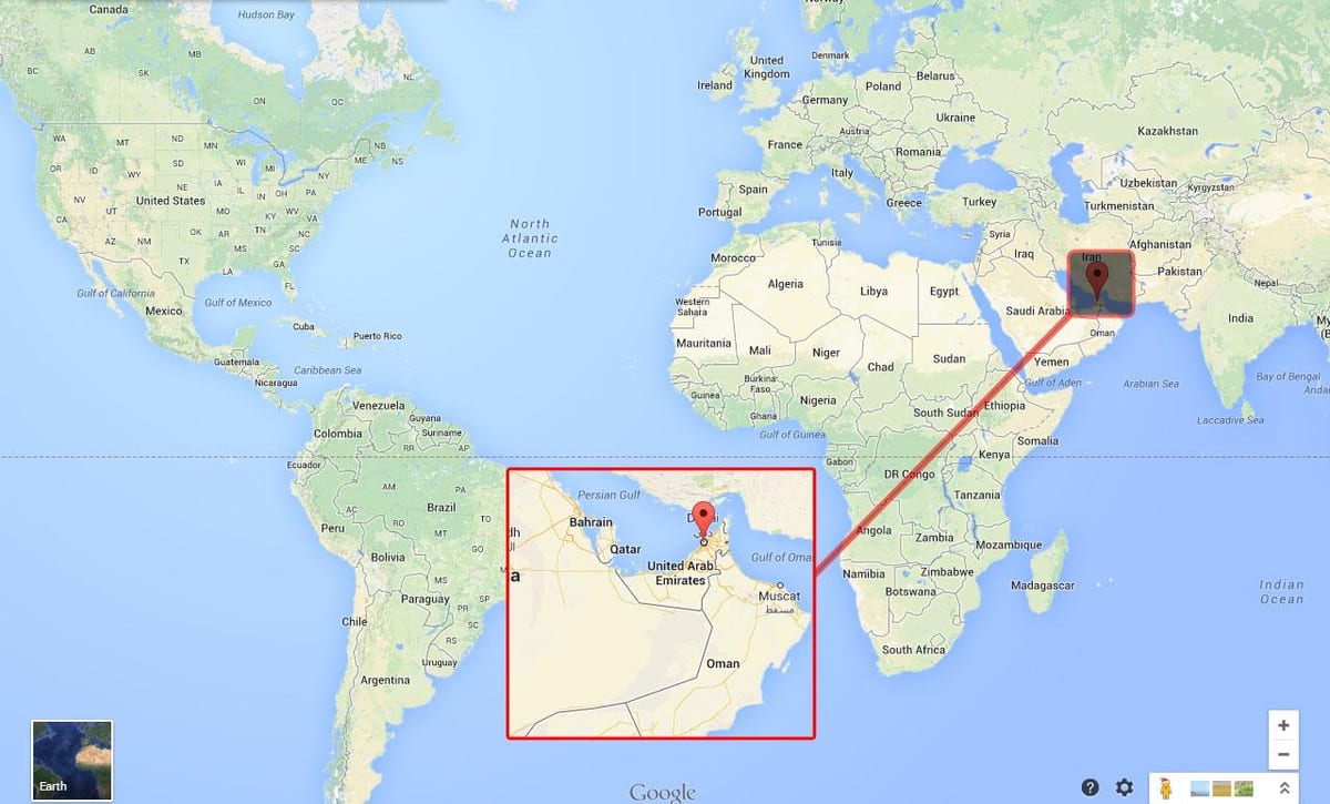 Dubai kwenye ramani
