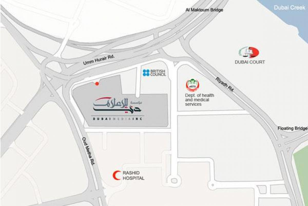rashid hospitali Dubai ramani ya eneo
